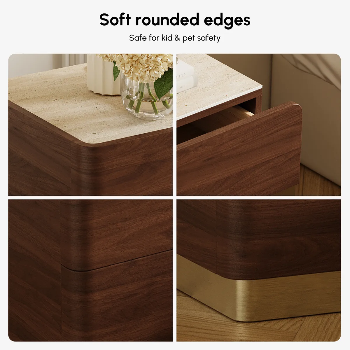 20" Smart 2-Drawer Nightstand with Sintered Stone Top & Charging Station — image 24
