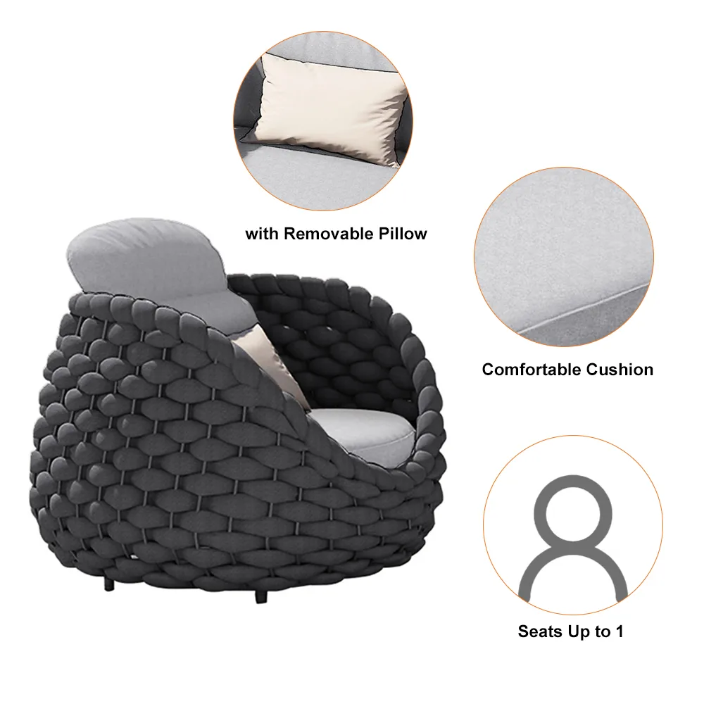 Cocaro 8-Piece Outdoor Rope Weave Sofa Set with Black Cover — image 29