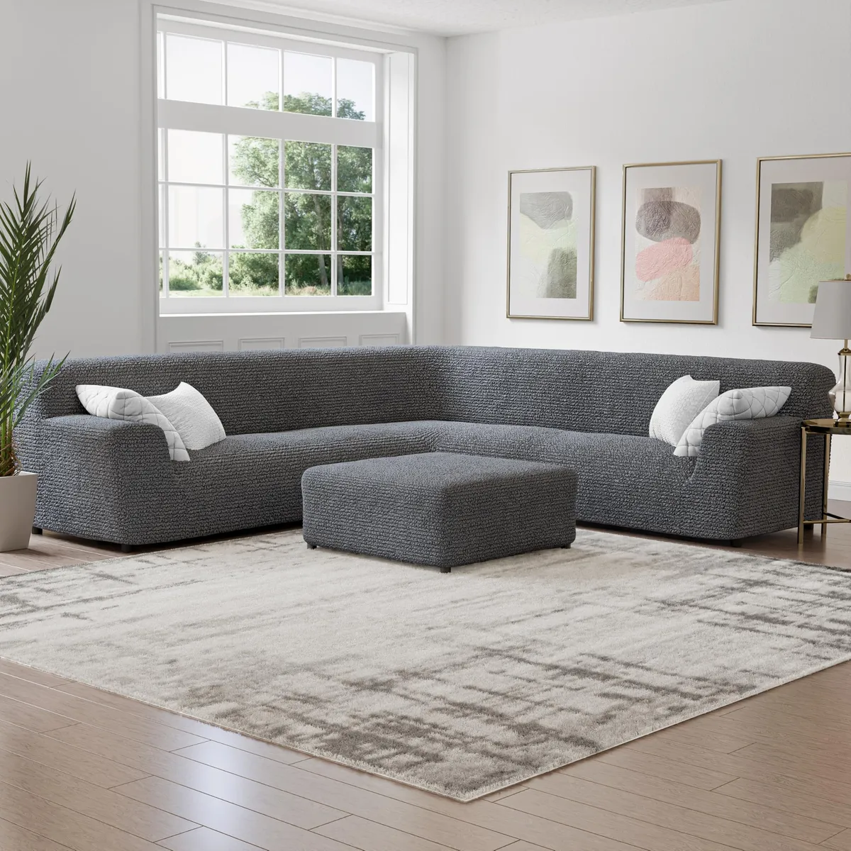 Oversized Corner Sectional Couch Cover - 1-Piece Furniture Protector - Form Fit, Machine Washable -MicrofibraCollection — image 14