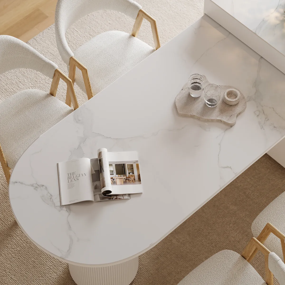 Expandable Kitchen Island with Marble-Pattern Sintered Stone Top 70.9"-82.7" — image 5