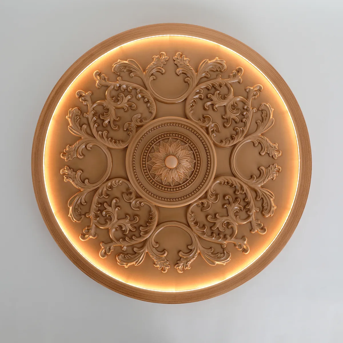 French Elegant White Resin 3D Carved LED Dimmable Flush Mount Ceiling Light — image 20