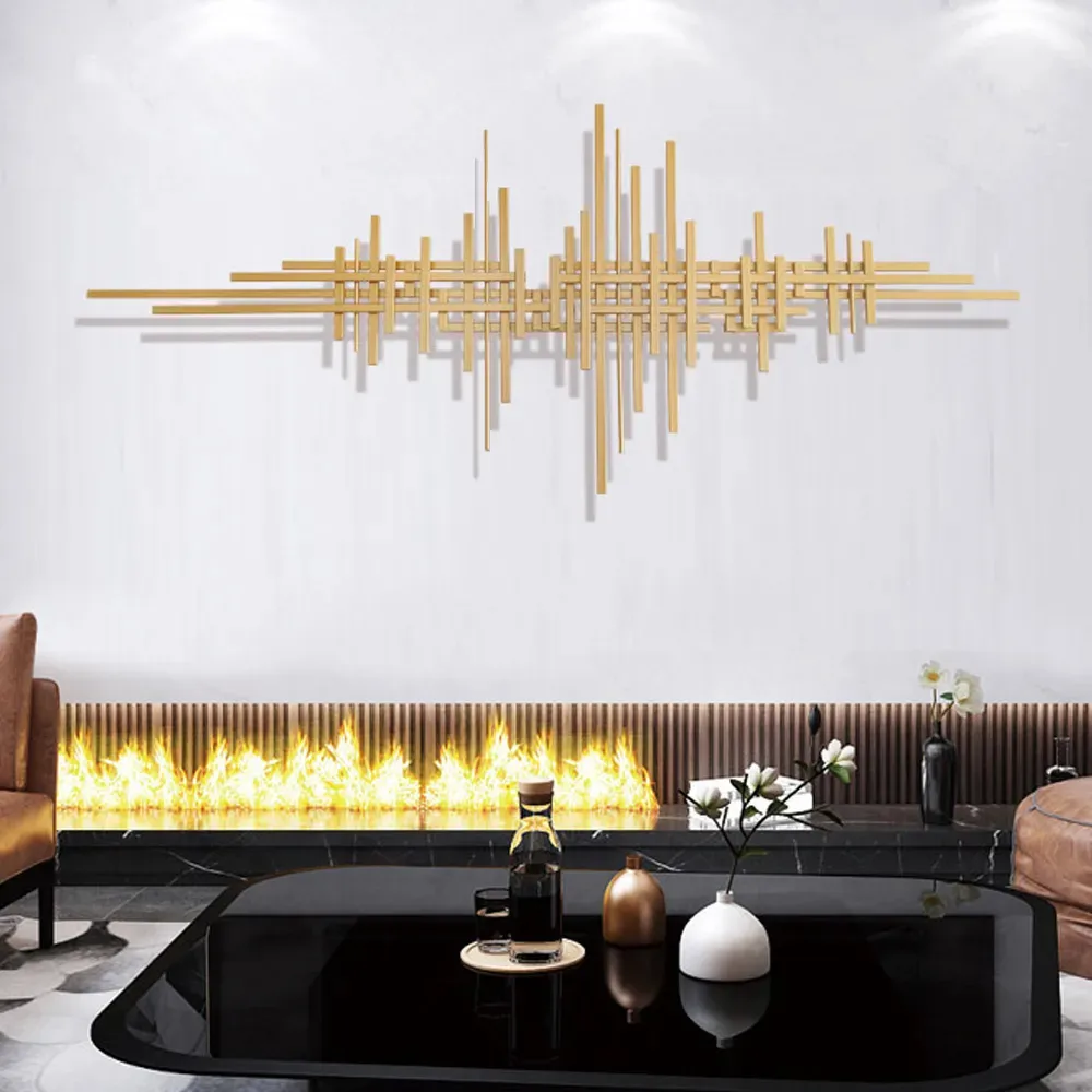 47.2" x 19.7" Geometric Modern Gold Lines Metal Wall Decor Hanging Accent Living Room — image 2