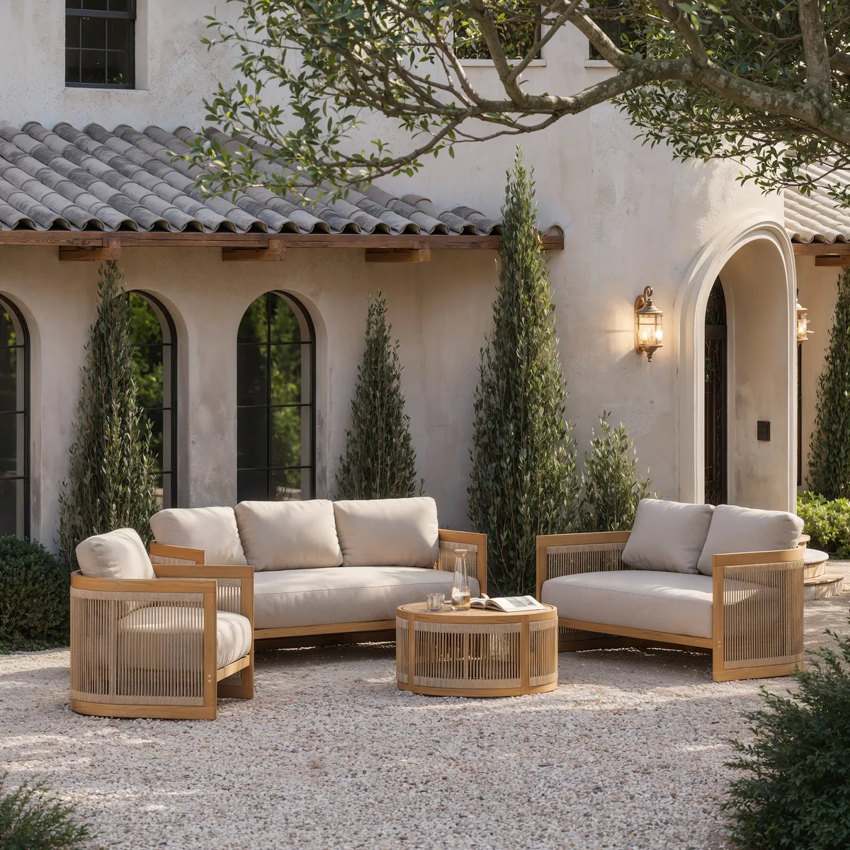 4-Piece Outdoor Teak & Rope Weave Sofa Set with Coffee Table — image 13