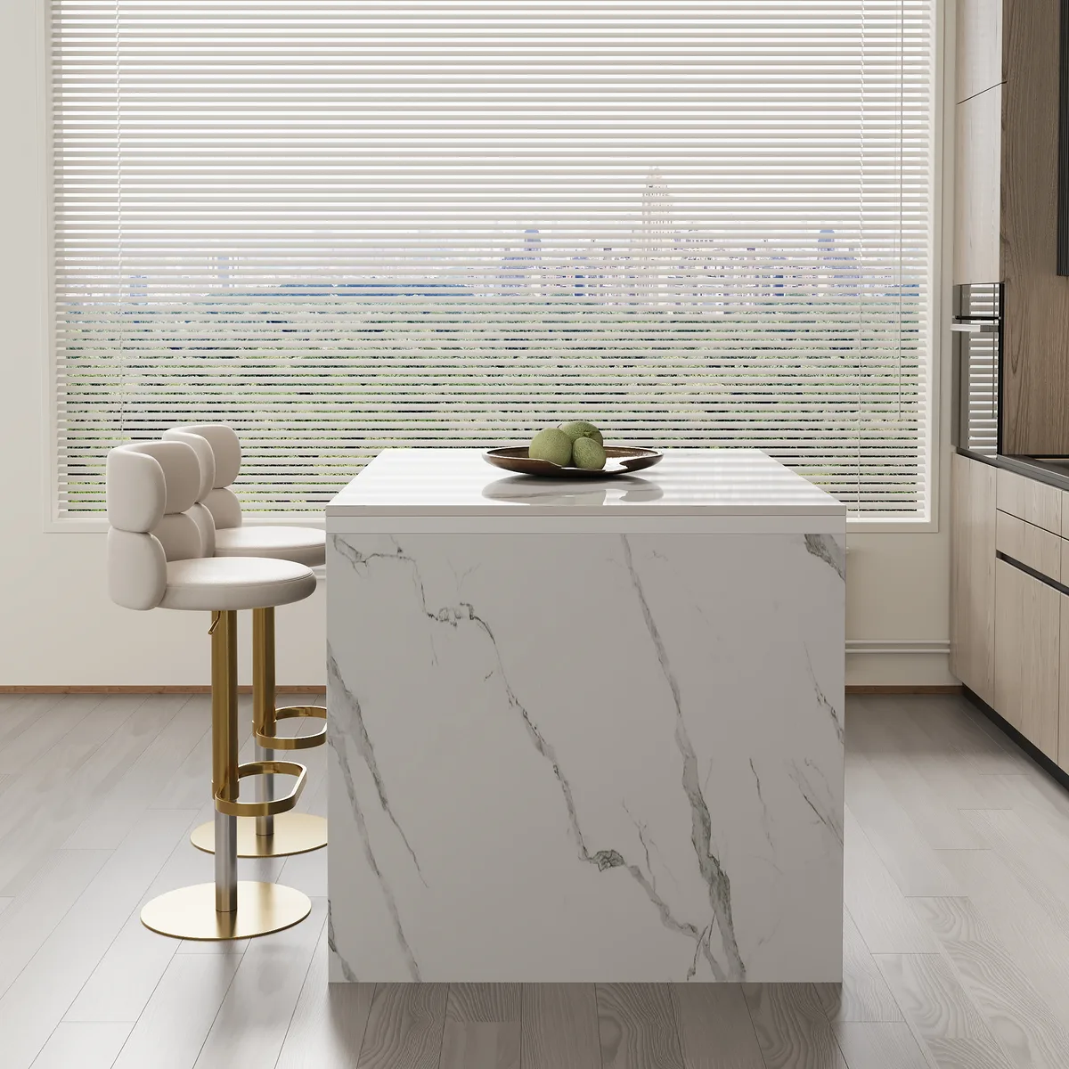 72" Modern Kitchen Island Laminate & 4 Counter Stools Set Storage Cabinet — image 4
