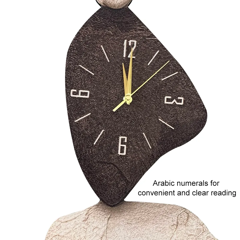 32" Large Stone Shape Japandi Wall Clock Unique Irregular Home Decor Art Living Room — image 9