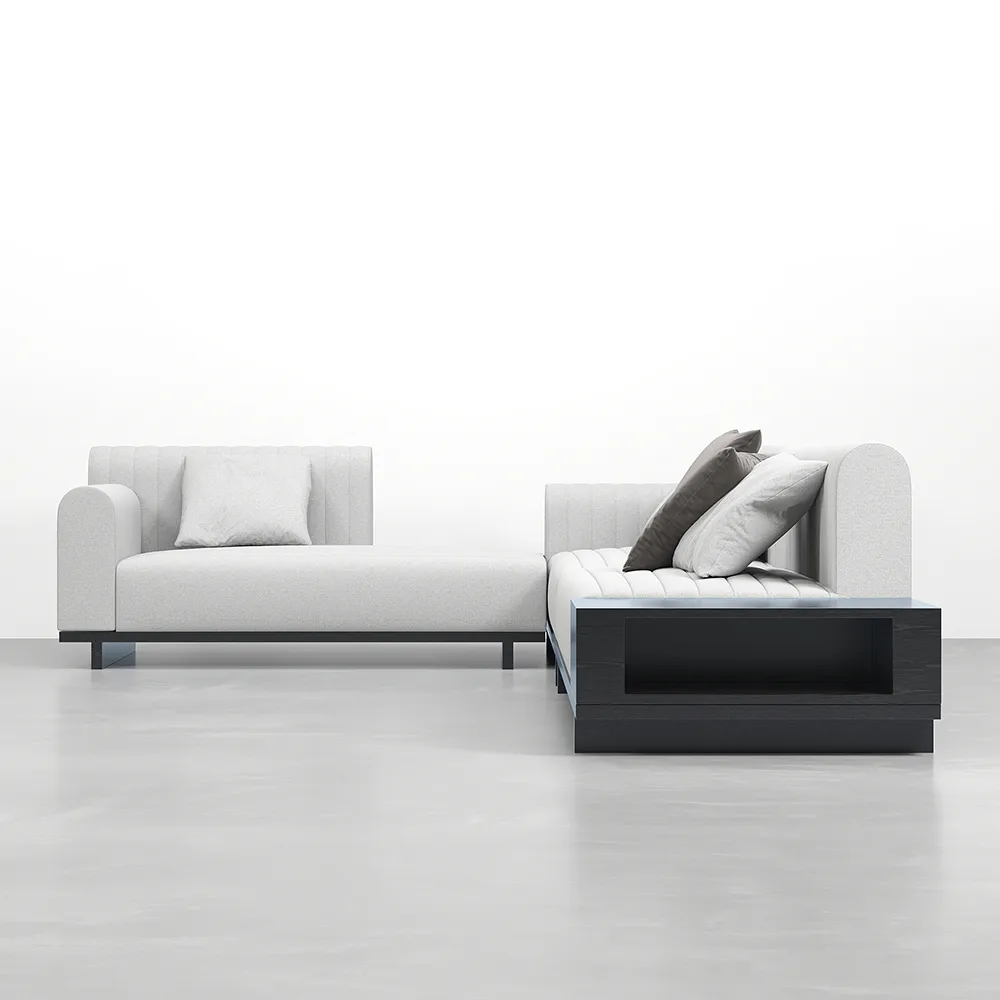 157" Cotton and Linen L-Shaped Sectional Sofa Modern Light Gray Sectional with Storage Side Table — image 8