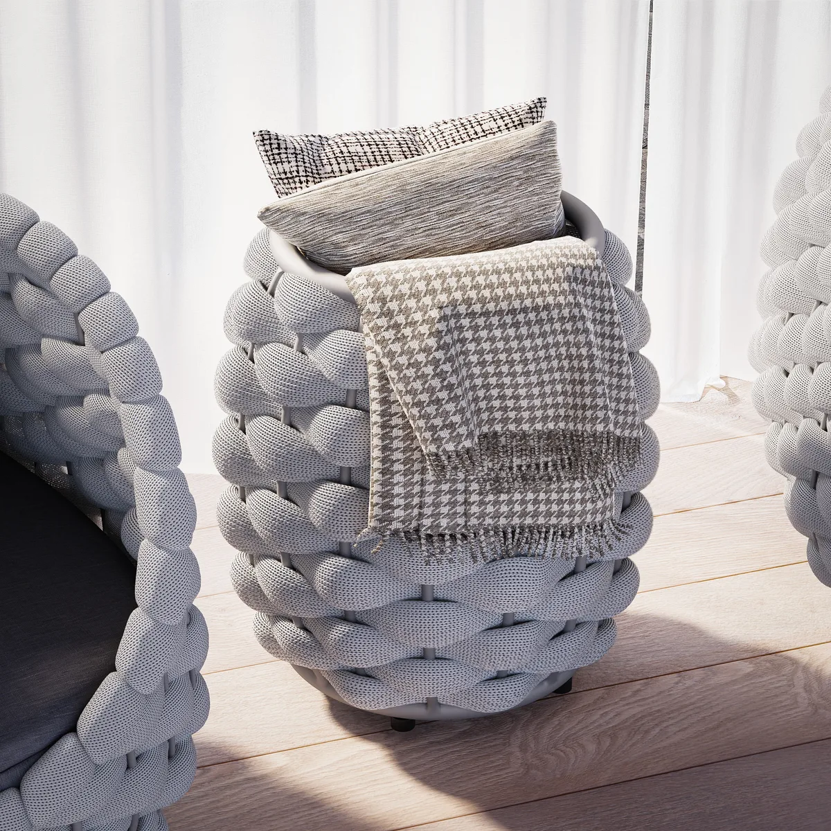 Cocaro Outdoor Rope-Woven Side Table with Storage & Slate Top in Dark — image 12