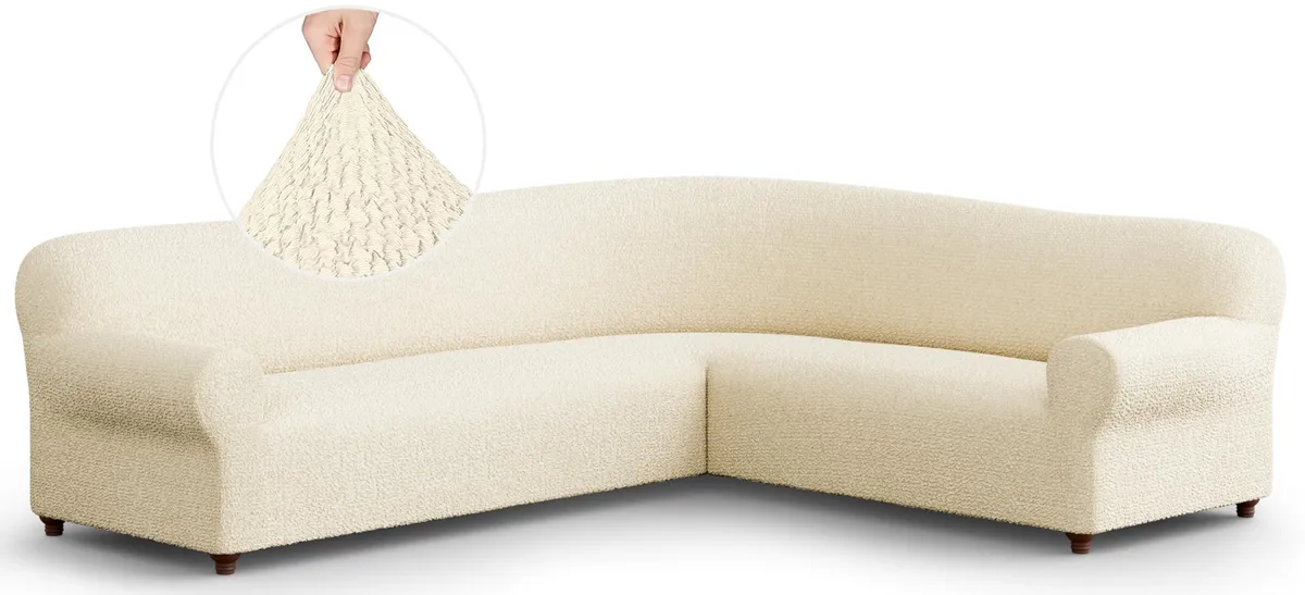 Corner Sectional Couch Cover - 1-Piece Furniture Protector - Form Fit, Machine Washable - CottonRich Collection