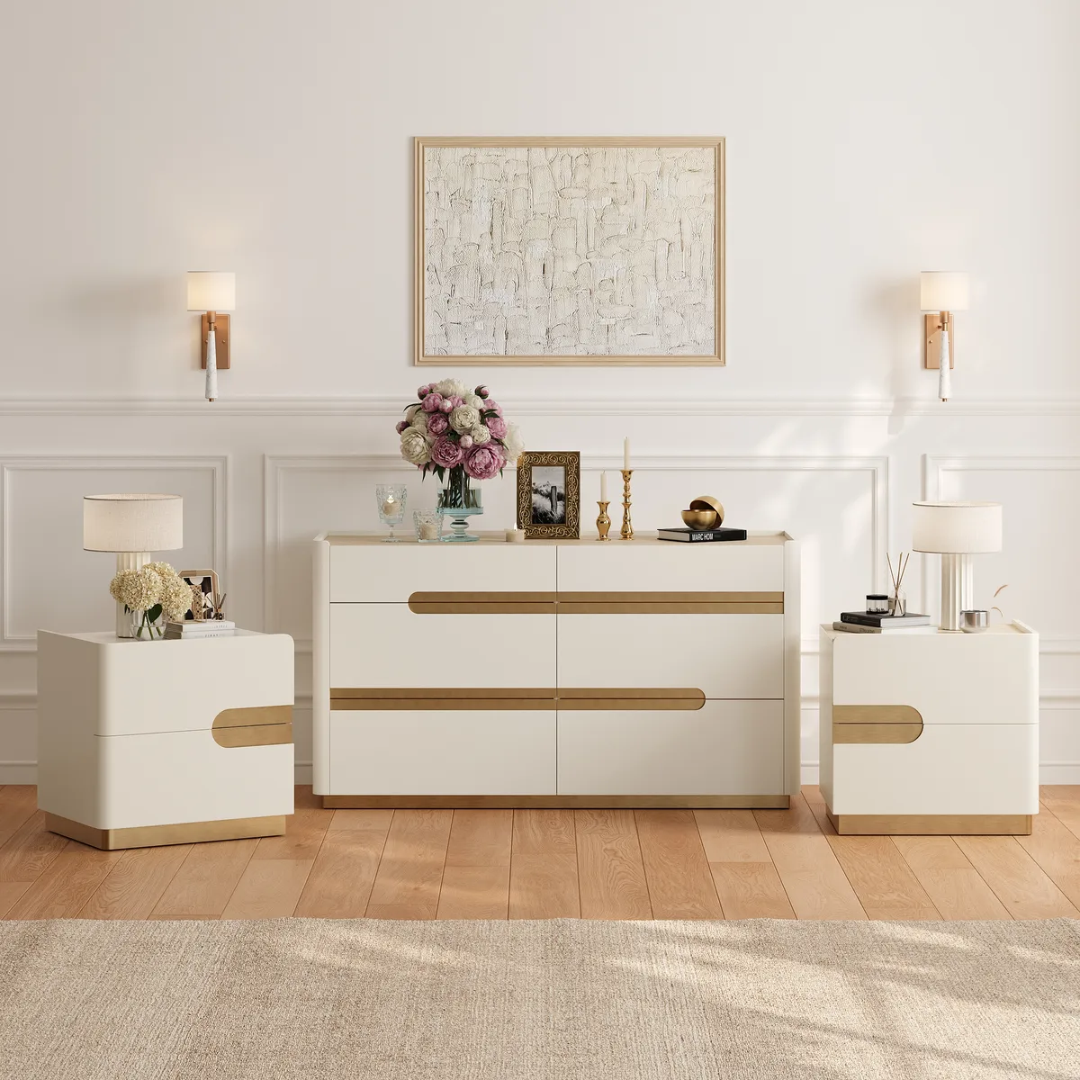 Horva 47" Faux Travertine Sintered Stone 6-Drawer Dresser — image 5