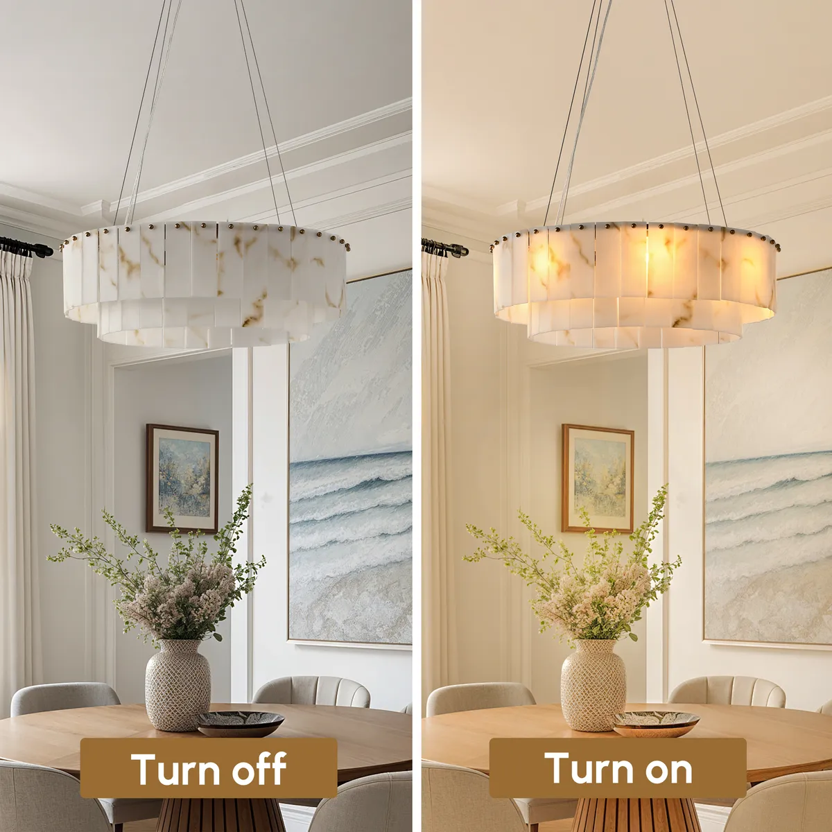 8-Light Tiered Chandelier Alabaster-Look — image 9