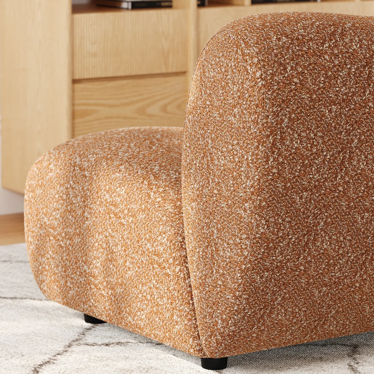 17" Performance Boucle Upholstered Curved Slipper Accent Chair — image 8
