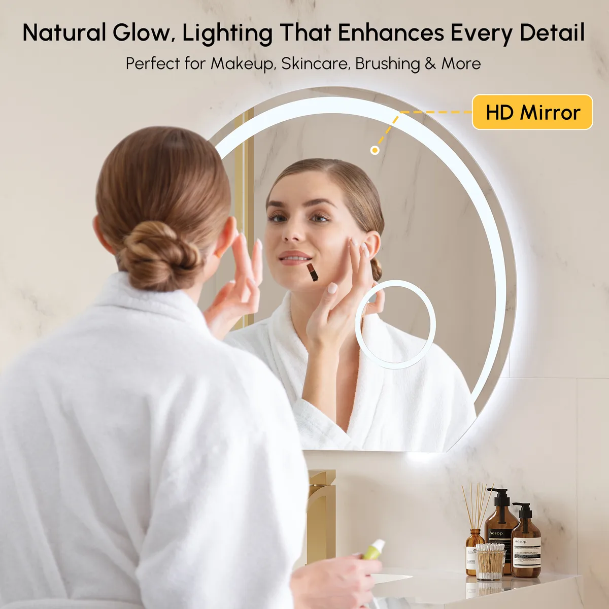 28" Wide LED Bathroom Mirror Dimmable with 3X Magnifier & Anti-Fog — image 9