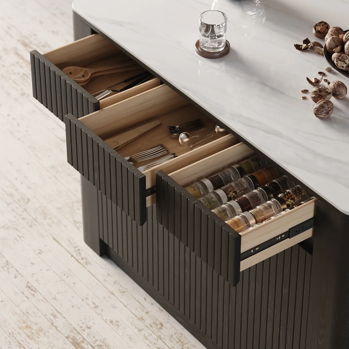 72" Sintered Stone Top Solid Wood Kitchen Island with Storage — image 10