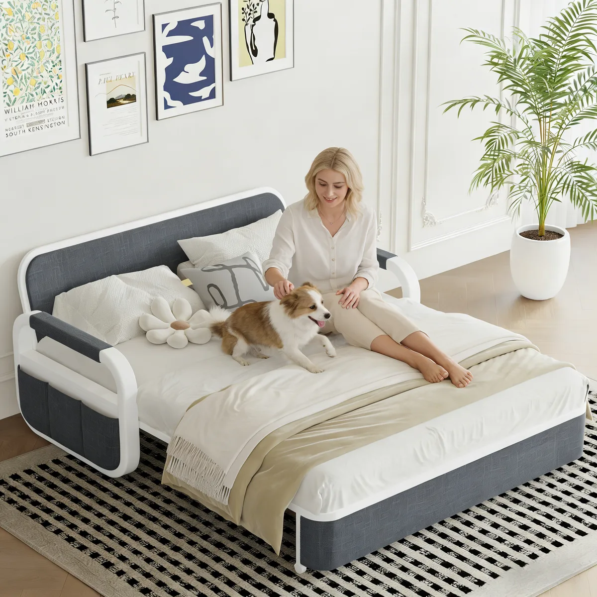Deep Gray Queen Size Daybed with Storage & Trundle — image 5