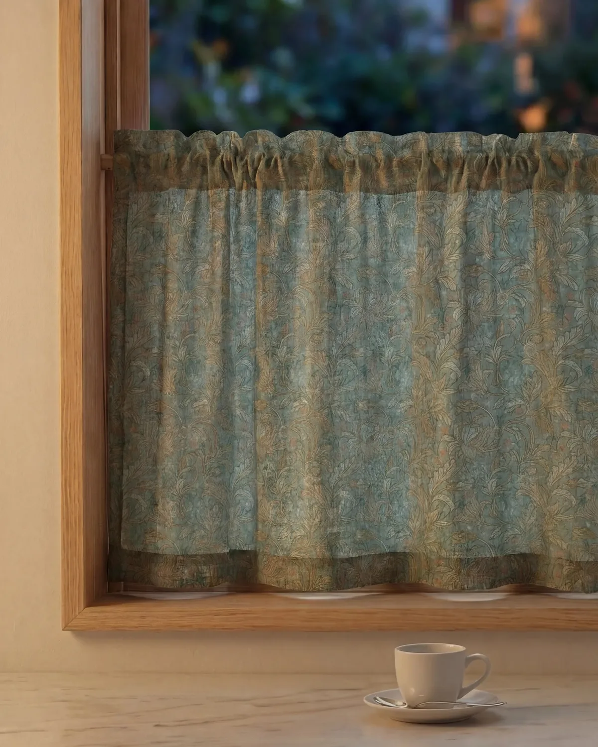 Awake Floral Patterned Custom Cafe Curtain — image 3