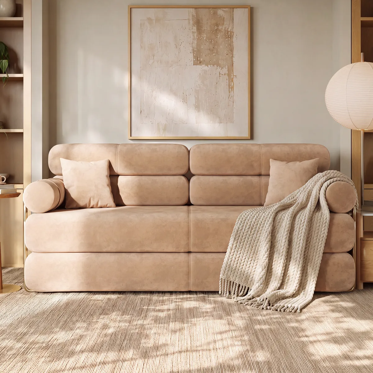 81" Queen 3-Seater Velvet 4 in 1 Futon Convertible Sleeper Sofa — image 4