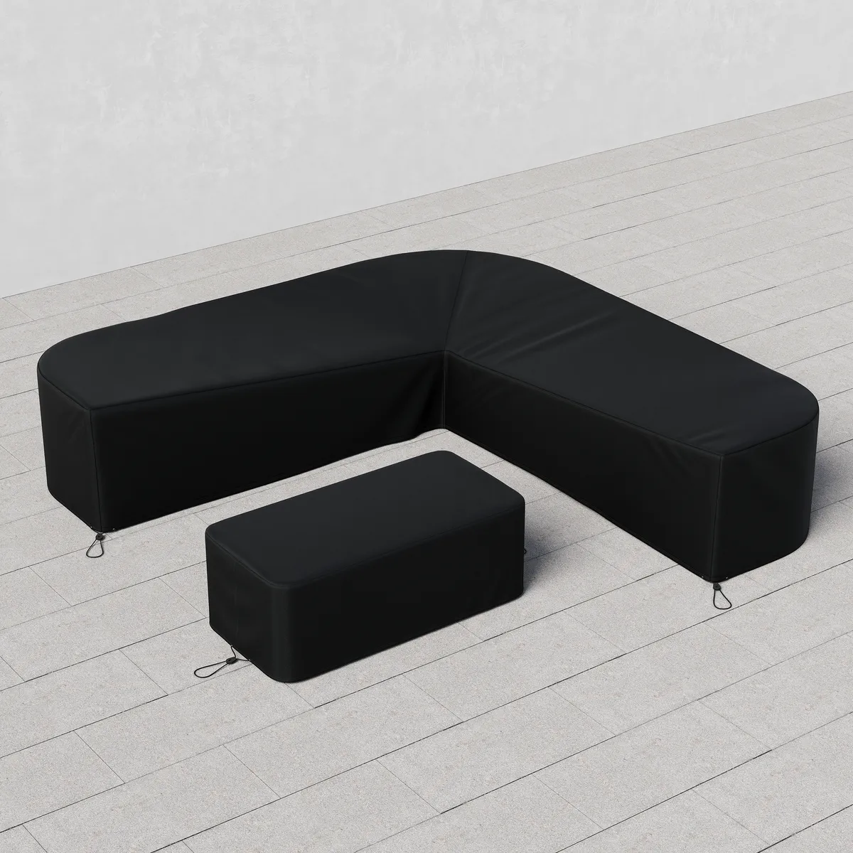 600D 2-Pieces Polyester Weatherproof Outdoor Patio Furniture Set Covers