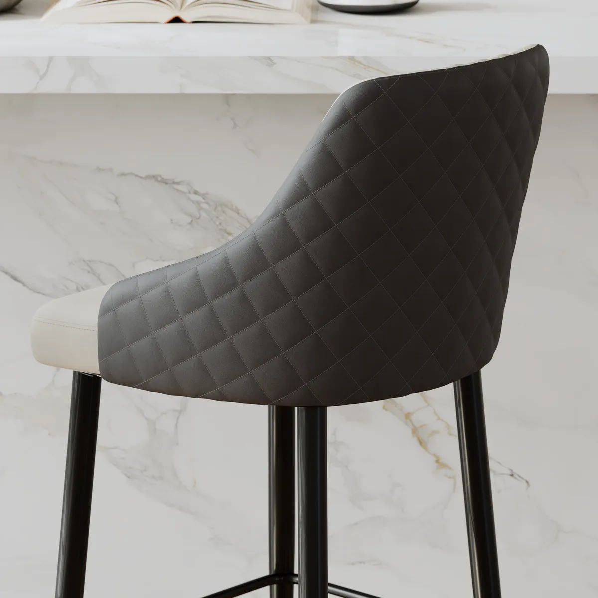 Diamic Black Faux Leather Counter Stool with Upholstered — image 29