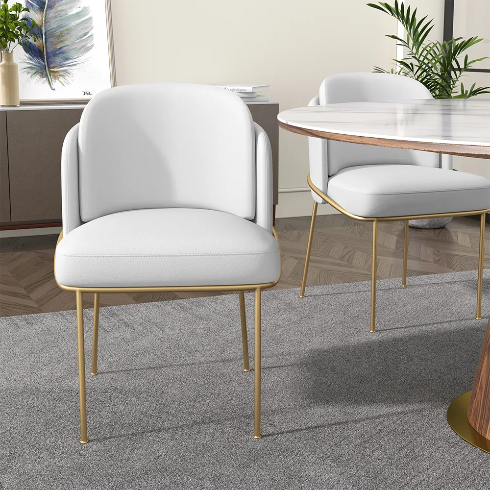 Mid-Century Modern 7 Piece Dining Room Sets 48" Round Dining Table White 6 Side Chairs — image 8