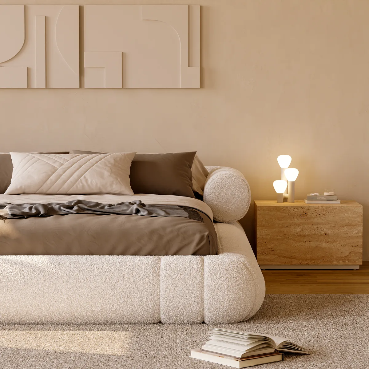 King Size Boucle Upholstered Cloud Floor Bed Frame — image 8