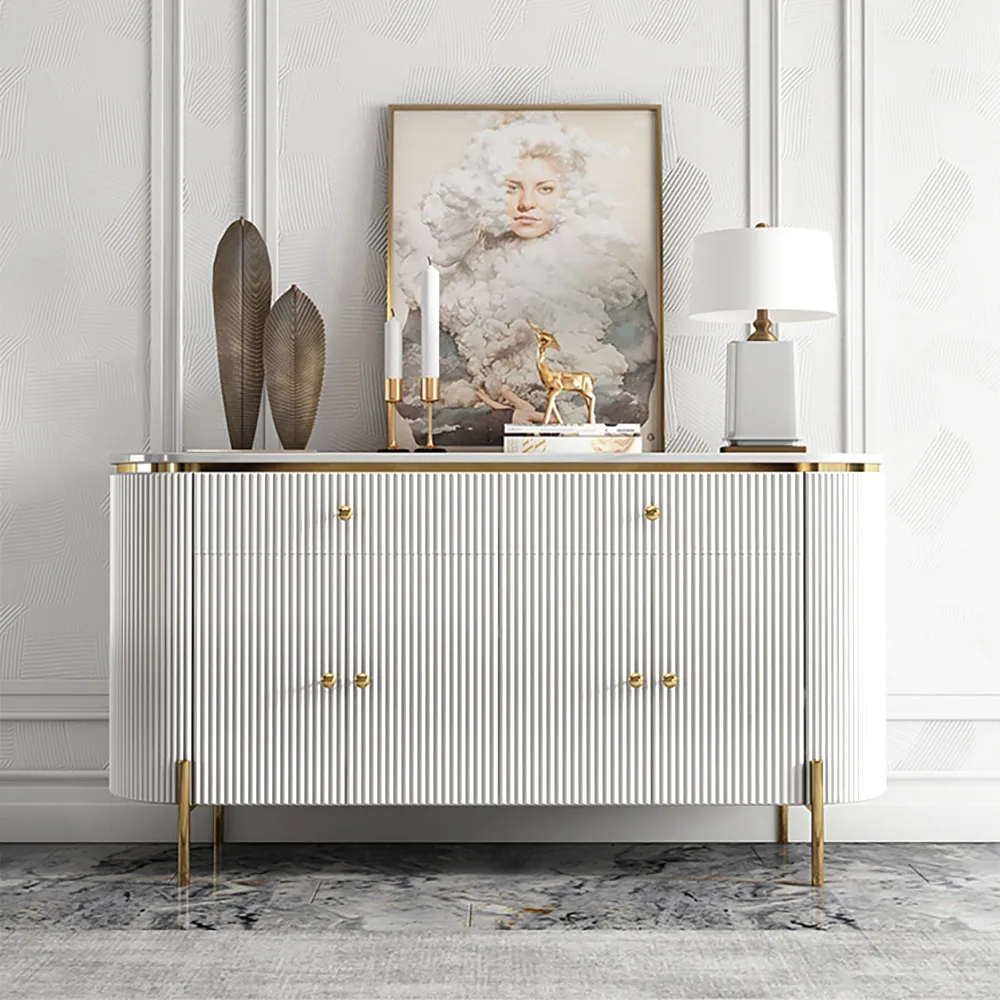 Yelly 55.1" Modern Marble Top Buffet & Sideboard Doors & Drawers & Shelves