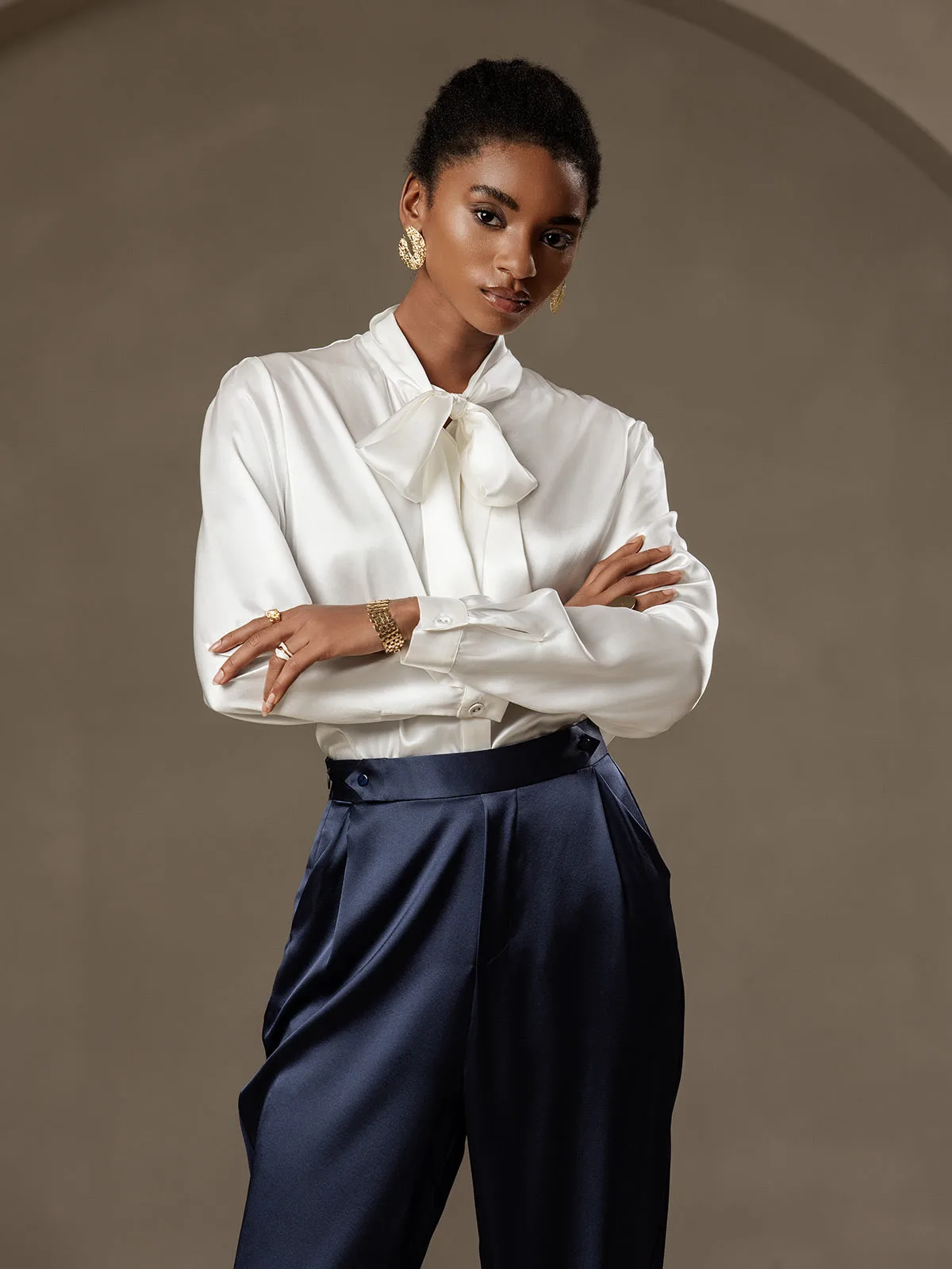 Women's 19Momme Silk High Waist Tapered Pants — image 4