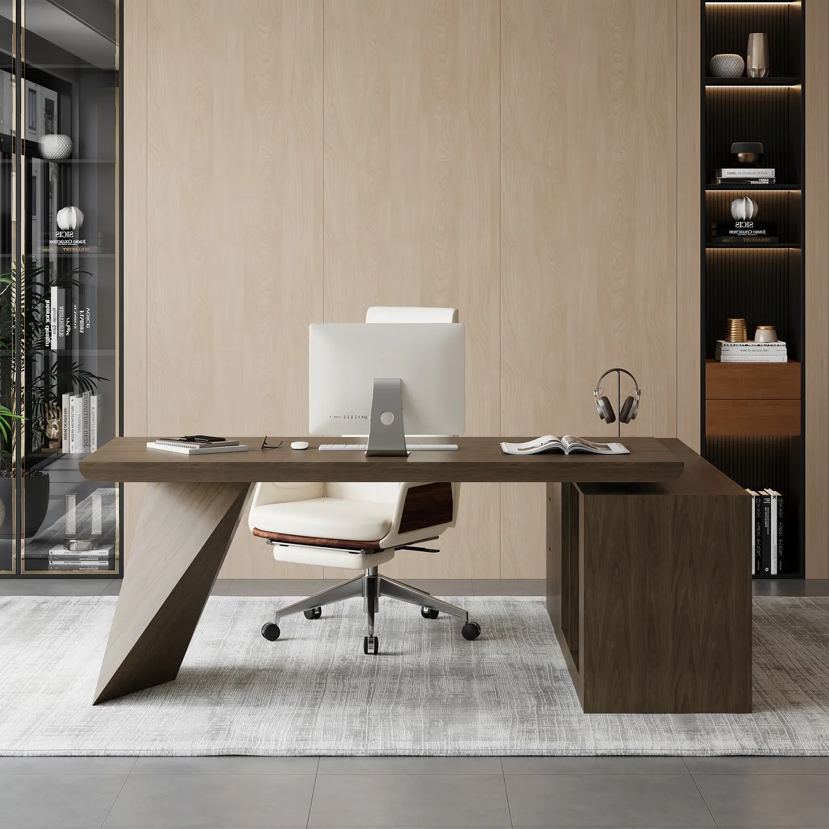 Modern 71" L-Shaped Whitewash Executive Desk with Storage, Left Hand — image 23