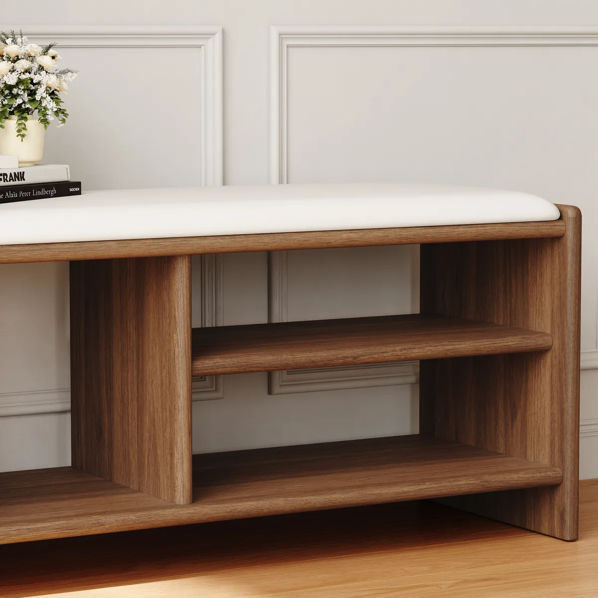 Modern Leather Upholstered Entryway Bench Shoe Storage — image 25
