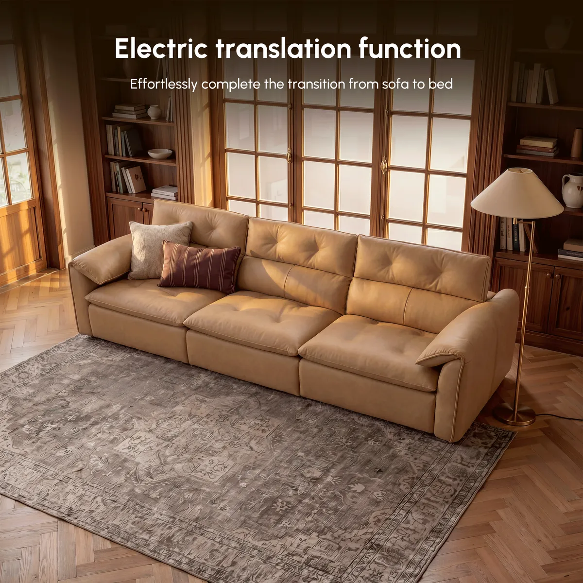 87" 2-Seater Genuine Leather Power Convertible Sleeper Sofa — image 8