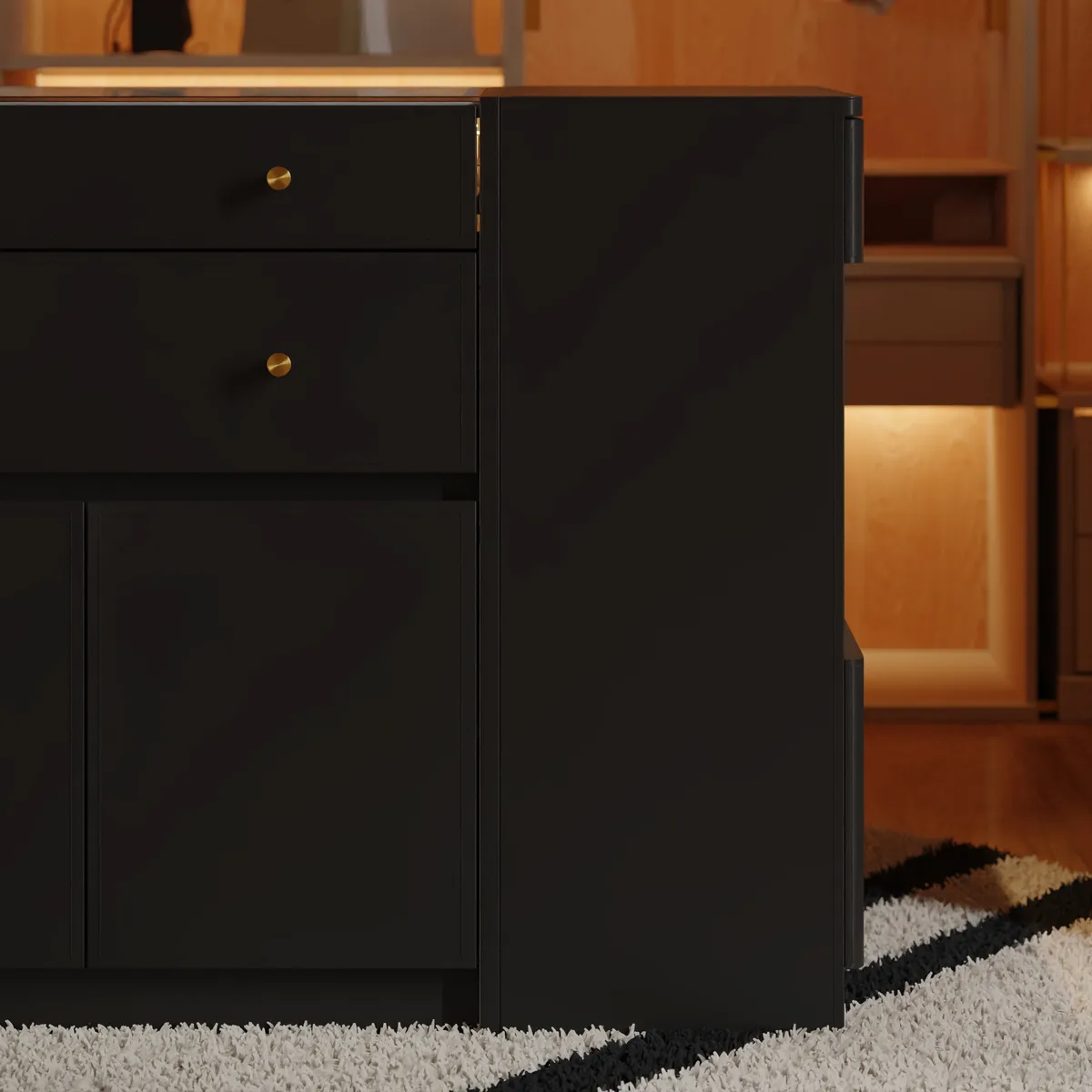 Selvo Saddle Leather Closet Island with Glass Top & Light — image 10