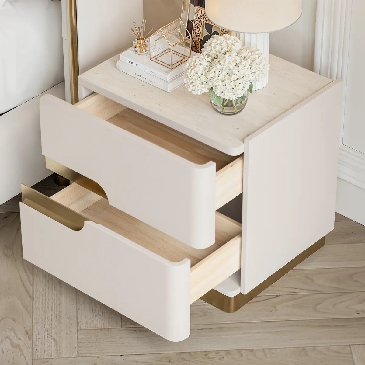 20" Smart 2-Drawer Nightstand with Sintered Stone Top & Charging Station — image 5