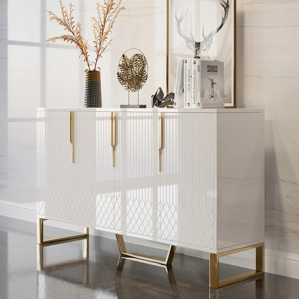 4-Door Wood 60" Sideboard with 3 Shelves Aro Contemporary — image 2