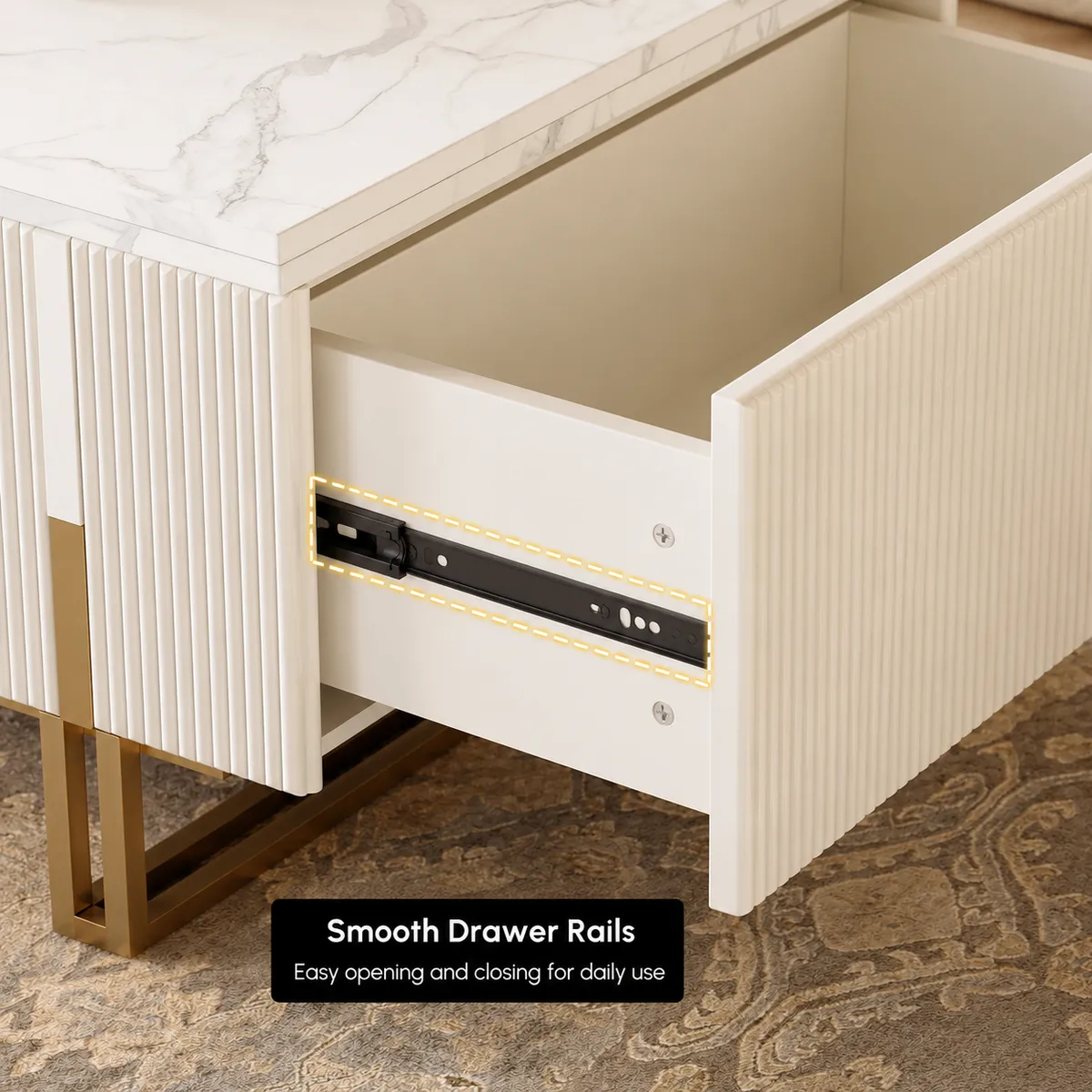 47.2" Fluted Lift-Top Coffee Table with 2 Drawers — image 7