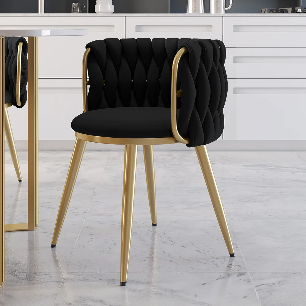 4-Piece Nordic Light Gray Barrel Back Dining Chair Round Accent with Velvet Upholstery — image 9