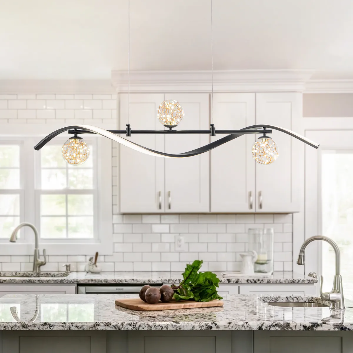 Set Of Two 4-Light LED Linear Dimmable Kitchen Island Lighting — image 12