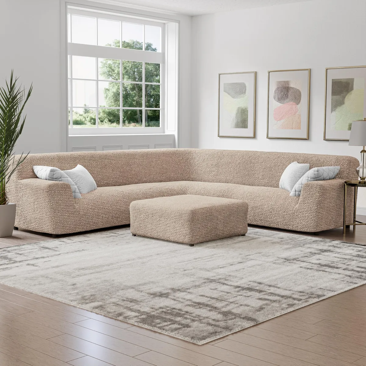 Oversized Corner Sectional Couch Cover - 1-Piece Furniture Protector - Form Fit, Machine Washable -MicrofibraCollection — image 8