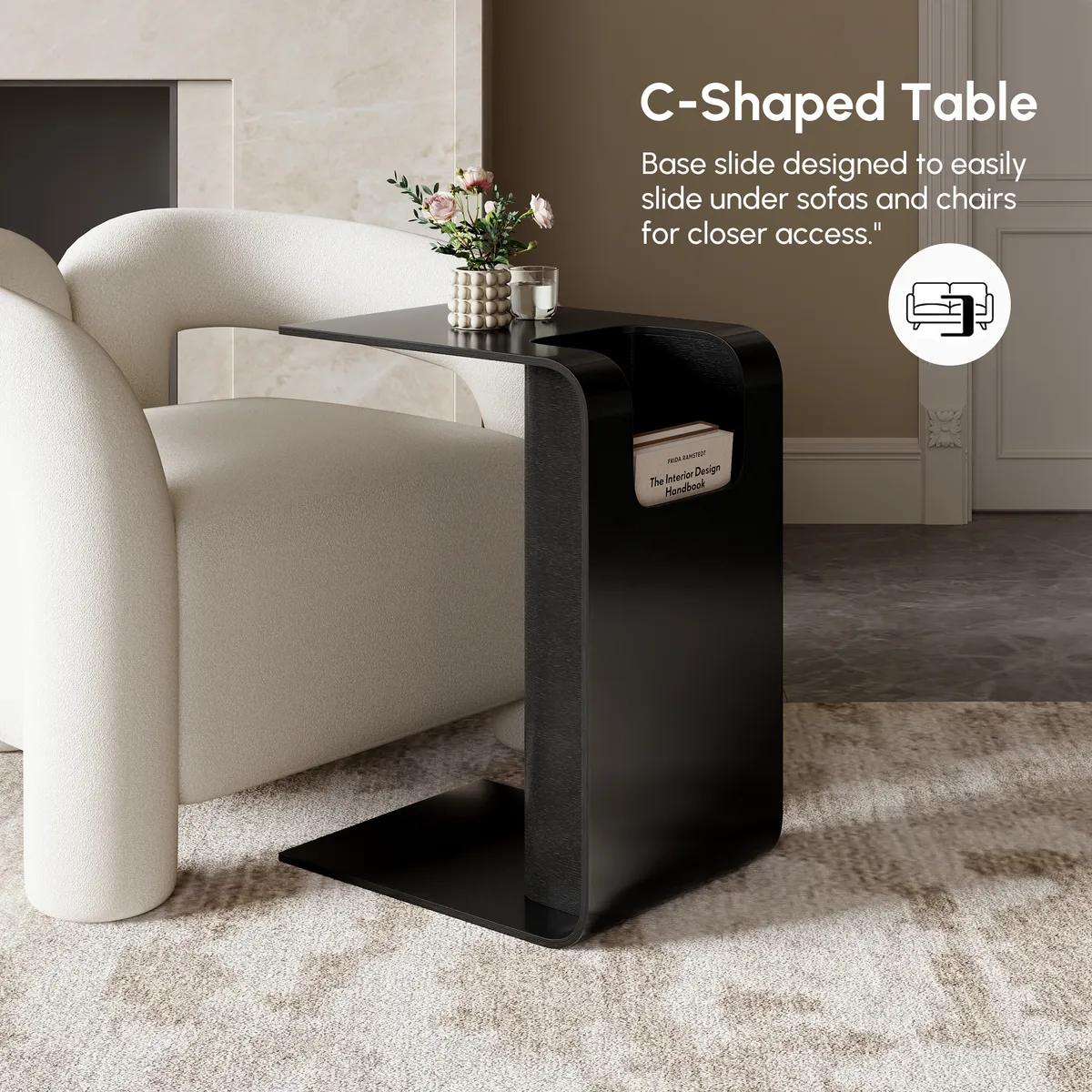 Oak Wood C-Style End Table — image 16