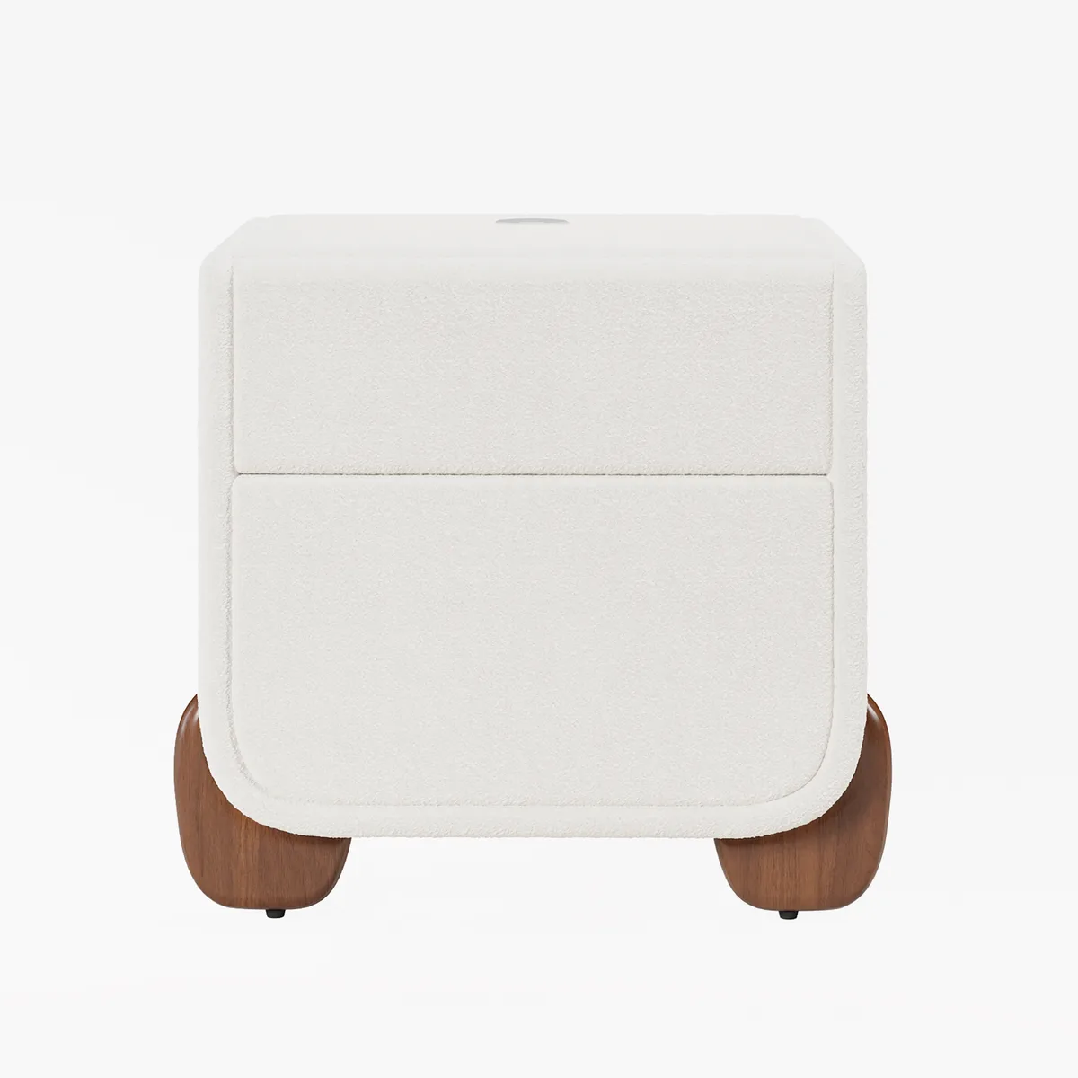 Curva Smart Boucle Nightstand with Wood Legs 2-Drawer Bedside Table — image 8