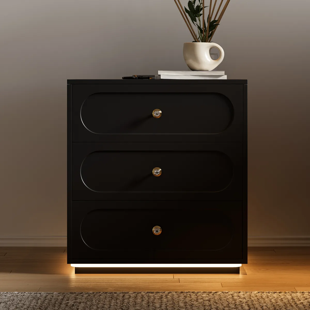 Modern Smart Nightstand with Light 2 Drawer Bedside Table with Charging Station — image 7