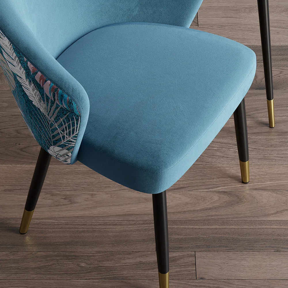 Modern Velvet Dining Chairs Upholstered Blue Dining Room Chairs with Arm — image 16