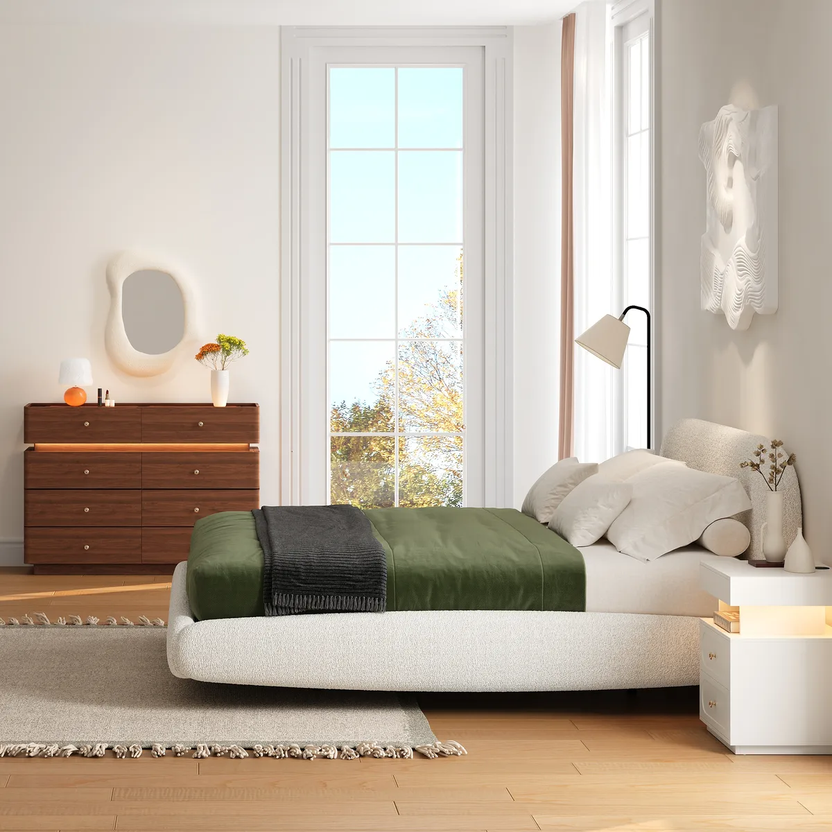47" Glass Top Walk-in Closet Island 8-Drawer Dresser with Light — image 16