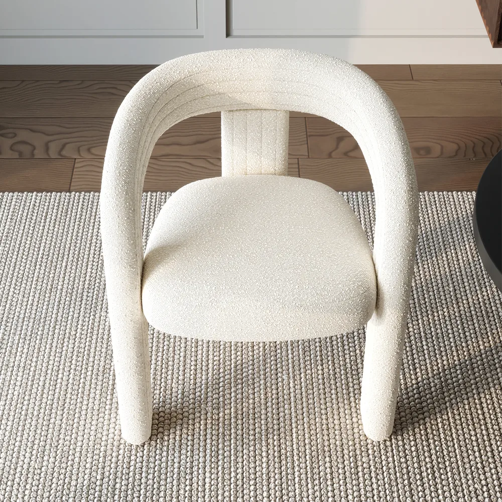 Set of 4 Sherpa Dining Chair Back C-Shaped Modern Gray Dining Room Chair with Lamb Wool Upholstered — image 10