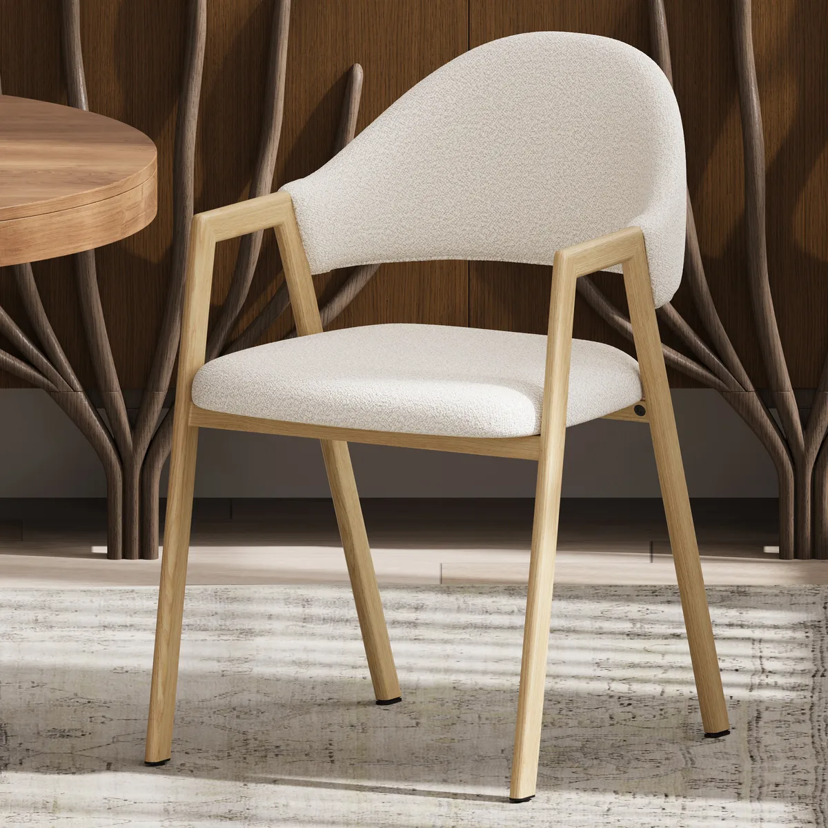 Blue Linen Upholstered 4-Piece Dining Chair Curved Back Chair — image 13