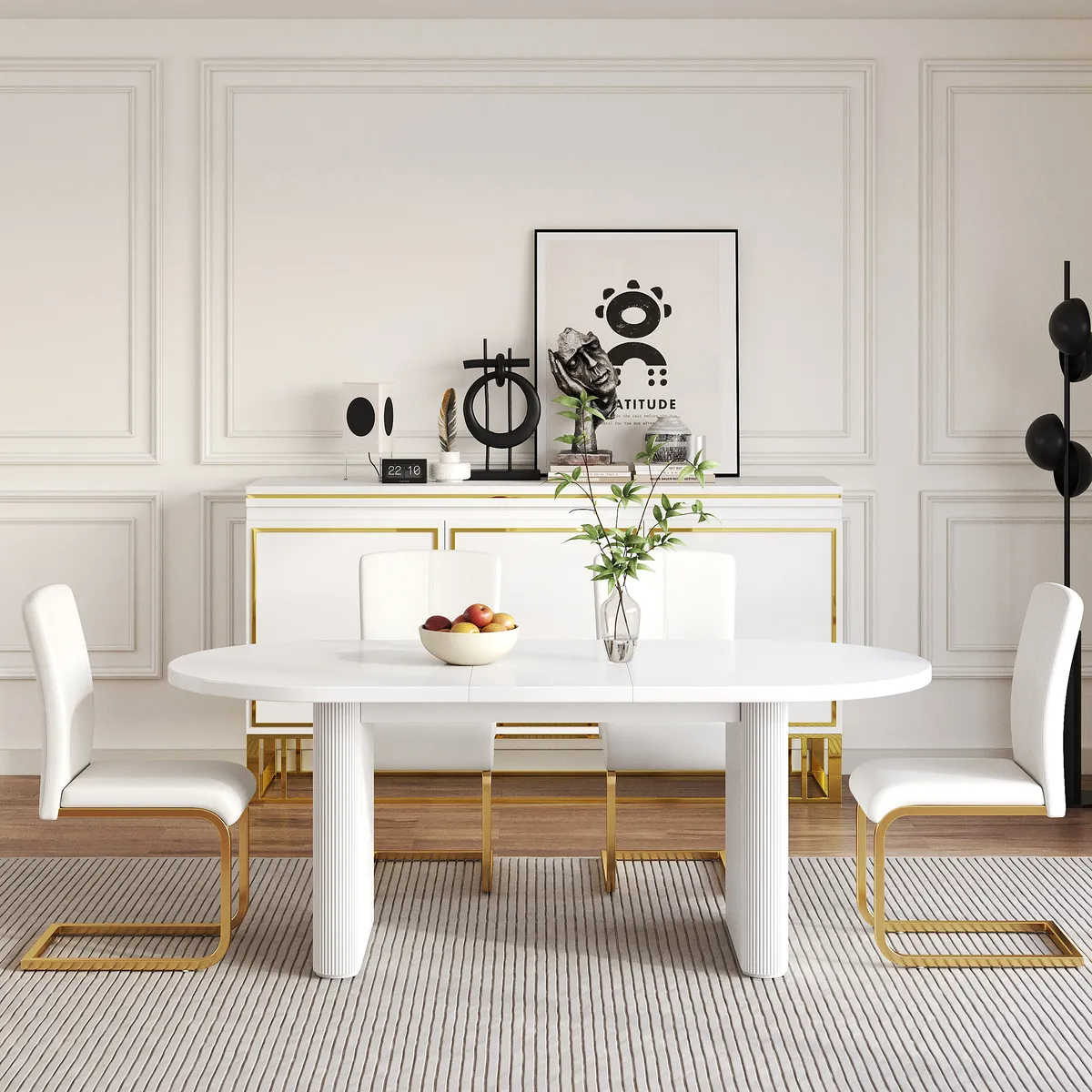Japandi 79"-94" Oval Extendable Black Dining Table Butterfly Leaf 6-8 Seater — image 8