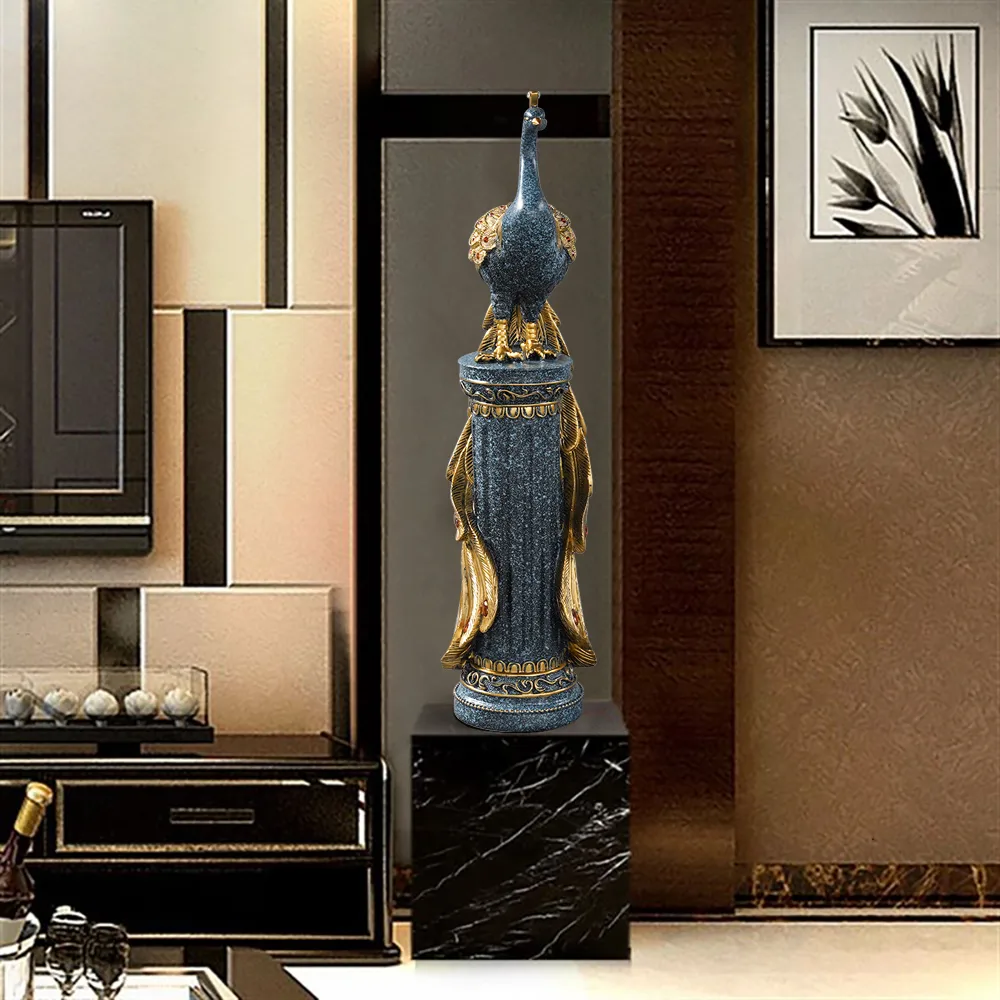 27.6" Large Glam Peacock Floor Sculpture Decor Art Living Room Bedroom — image 3