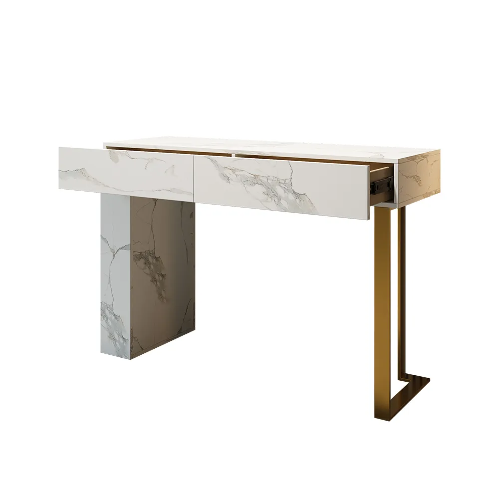 47.2" Black Console Table Modern Accent Table For Entryway with 2 Drawers & Stainless Steeel Base — image 17