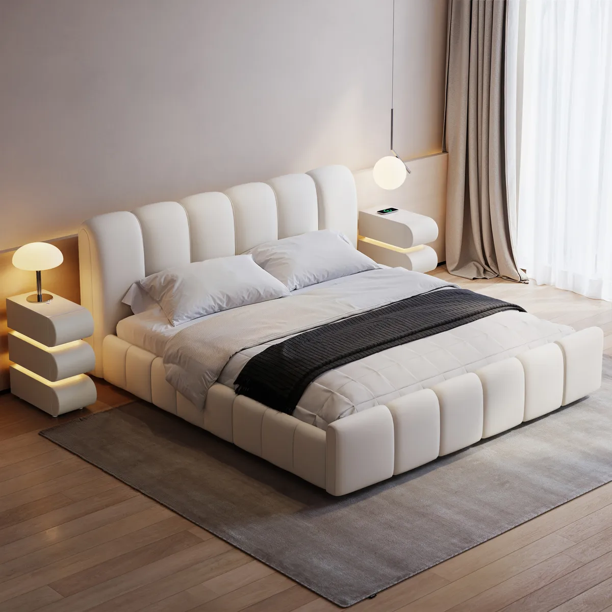 Humply Queen Faux Leather Storage Bed with Drawers — image 14