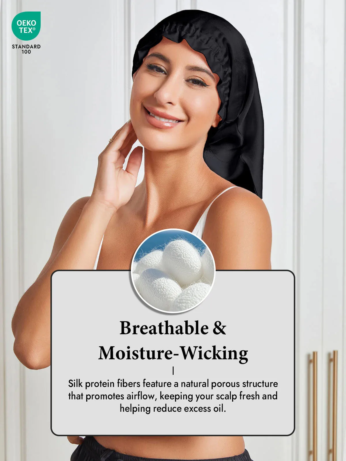 Elegant 100% Mulberry Silk Bonnet for Long Hair — image 4