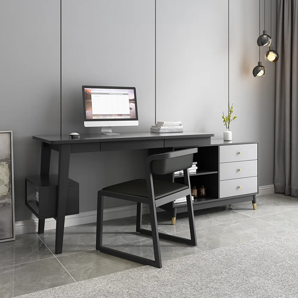 Ultic 47" L-Shaped Gray Rotating Desk with Storage — image 6