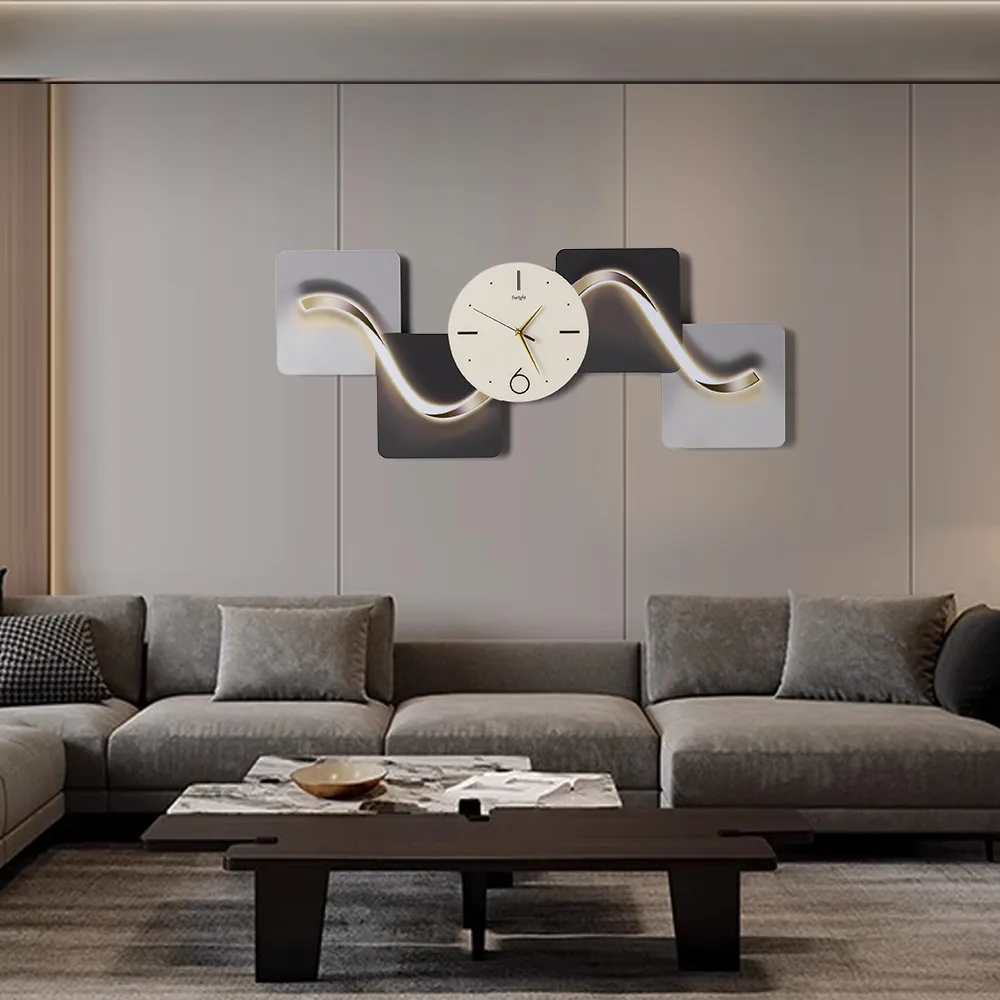 39.4" Large Silent Wall Clock Light Modern Abstract Geometric Decor Art Living Room — image 7